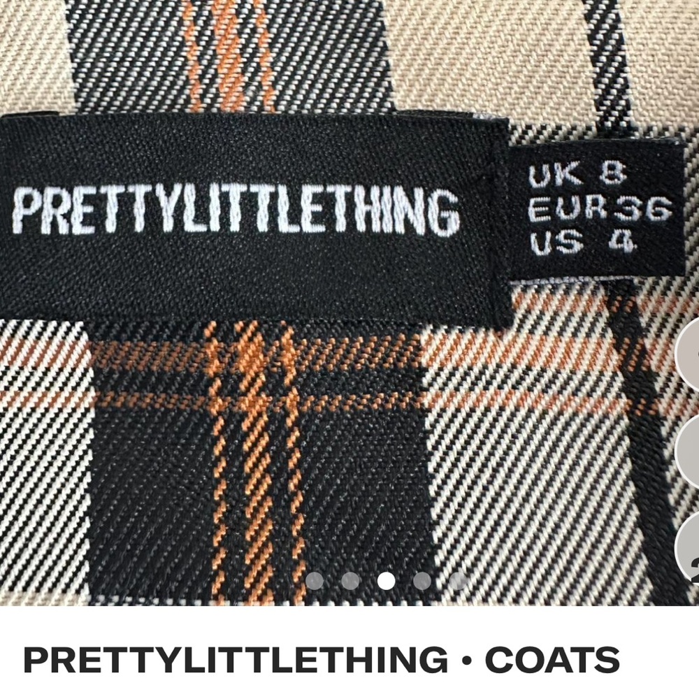 PrettyLittleThing Checkered Trench Coat - Beige and Dark Brown - Picture 5 of 5